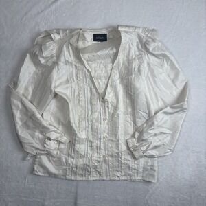 1980's Nilani White Long Sleeve Victorian Style Blouse Women's Check Measurement